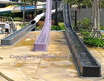 Outlet zone of the water slides in Thailand
