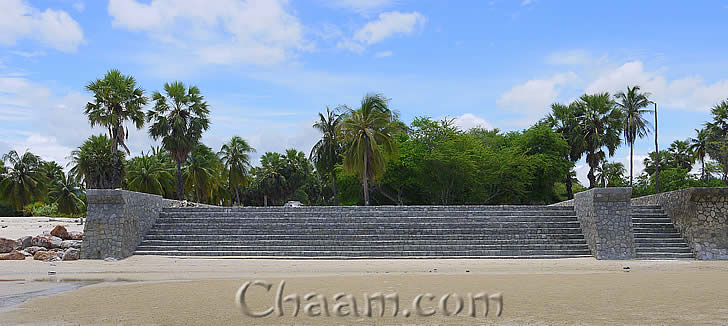 Stone stair to beach at land for sale in Cha-Am