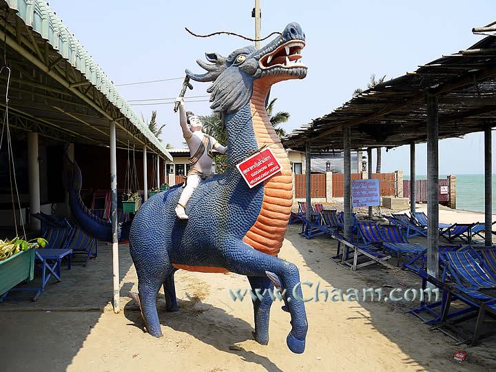 Sudsakorn is riding on a tame dragon