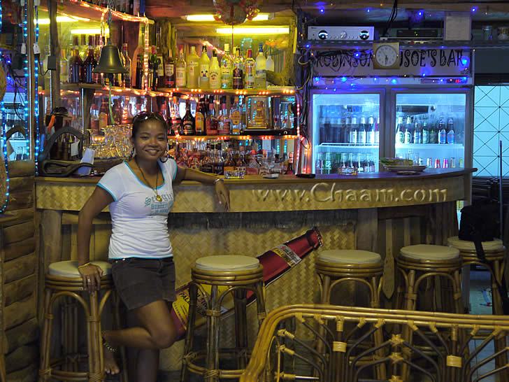 Aom in Robinson Crusoe´s Bar in Cha-Am Thailand