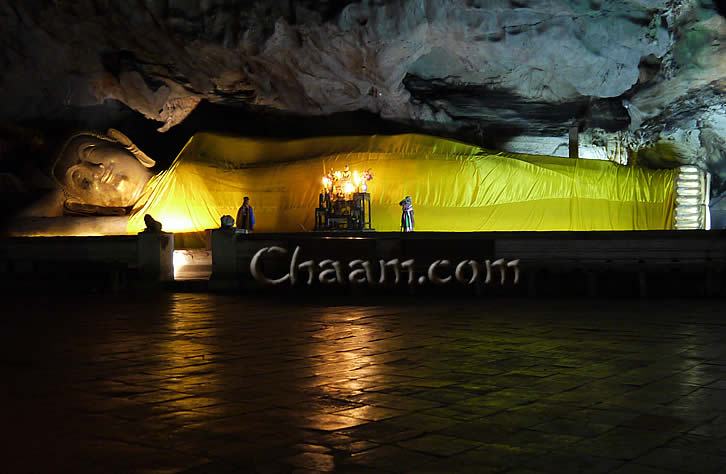 Lying Buddha in dripstone Cave Thailand