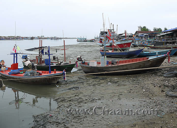 Harbor of Cha-Am in mud