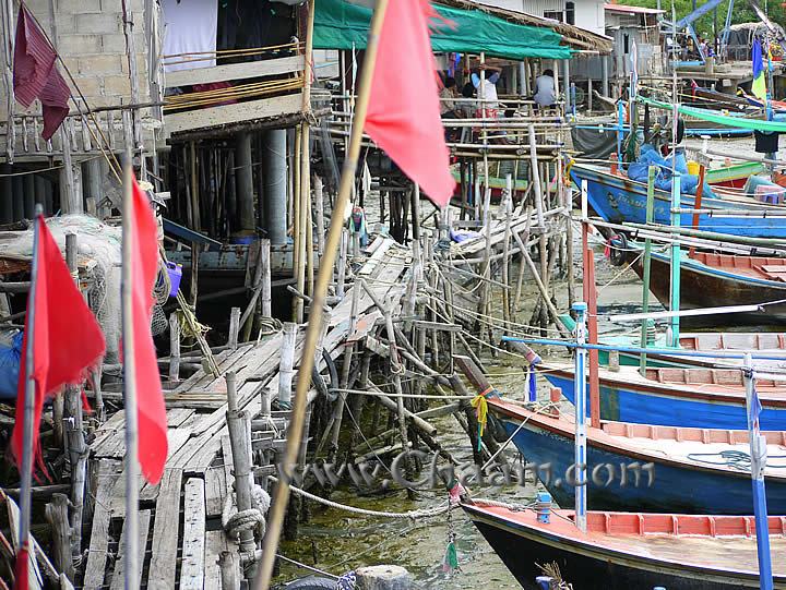 Wooden walkway in harbor of Cha-Am