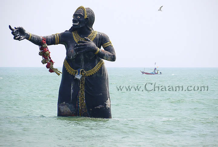 Pee Seua Samut stands in water in Thailand